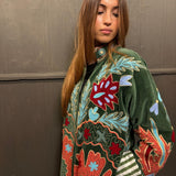 Suzani Velvet Jacket -Long - Botanical (Style 4 )