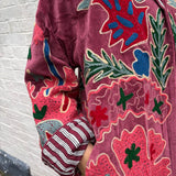 Suzani Velvet Jacket -Long - Botanical (Style 4 )