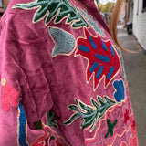 Suzani Velvet Jacket -Long - Botanical (Style 4 )