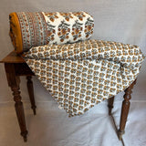 Cotton Block Print Quilt Mustard Flower