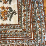 Cotton Block Print Quilt Mustard Flower