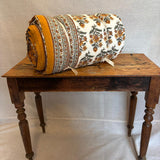 Cotton Block Print Quilt Mustard Flower