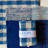 Loom Face Washers 2 Pack Indigo Check/ Indigo on Indigo