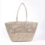 Romy Crochet Basket Beige Gold