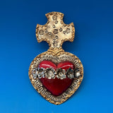 Mexican Red Heart with Gold Flowers