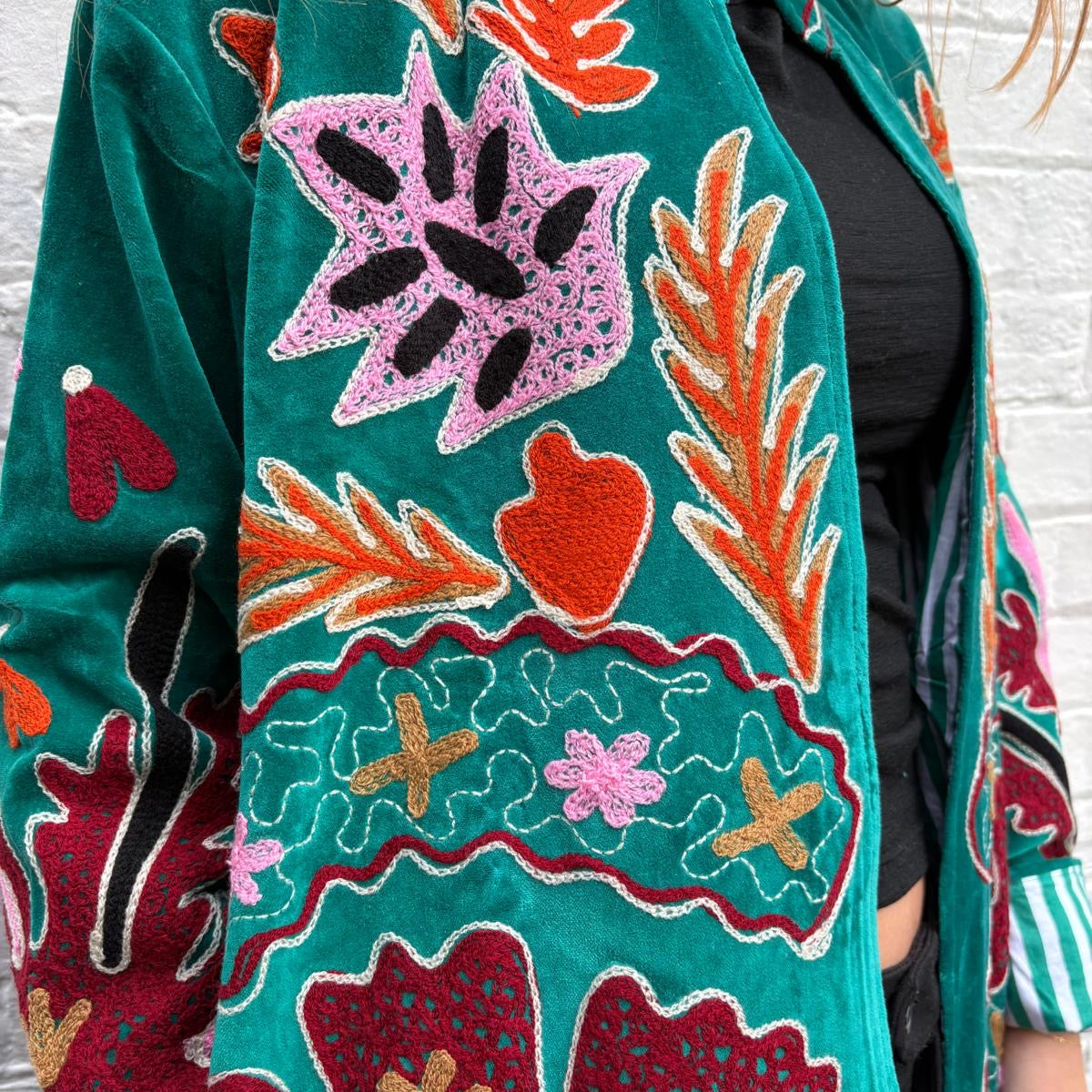 Suzani Velvet Jacket -Long - Botanical (Style 4 )