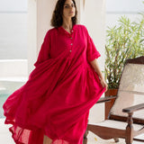 Edith Dress Fuchsia - Linen