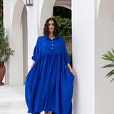 Edith Dress Cobalt- Linen
