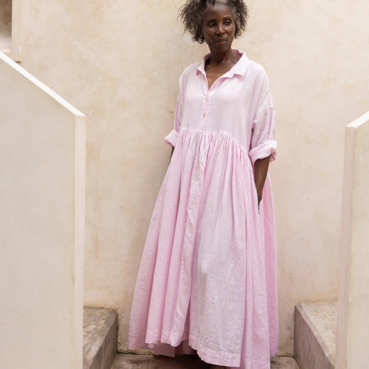 Edith Dress Pink - Linen