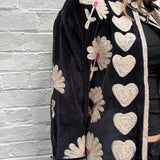 Suzani Velvet Jacket Long - Heart Border (Style 2 )