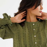 FLEUR 100% ORGANIC COTTON NIGHTIE - OLIVE