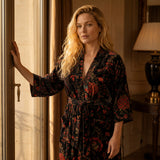 Velvet printed robe - Midnight