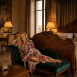 Velvet printed robe - Vintage Rose