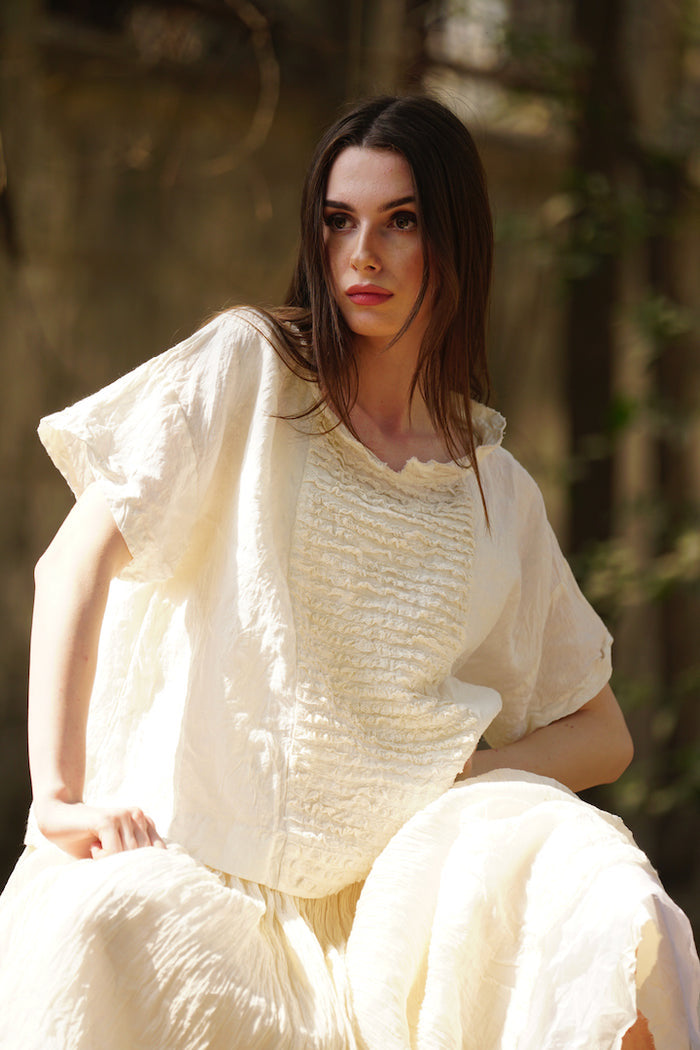 Luna Top Linen & Lace - Cream - Gaudy & Prim