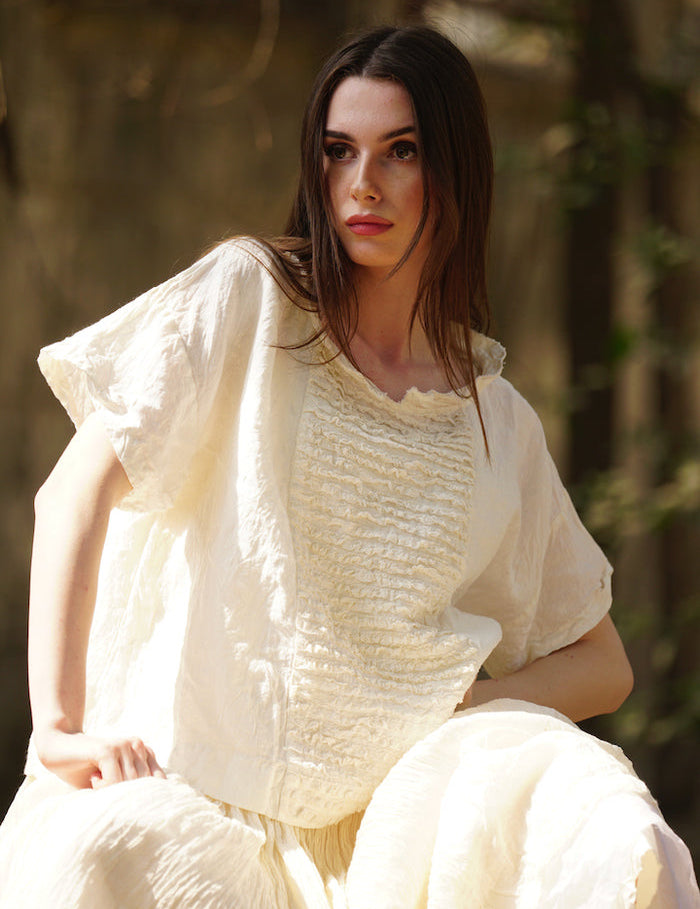 Luna Top Linen & Lace - Cream - Gaudy & Prim