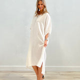 Carina Elasticated Sleeved Kaftan - Optic White