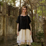 Luna Top Linen & Lace - Black - Gaudy & Prim