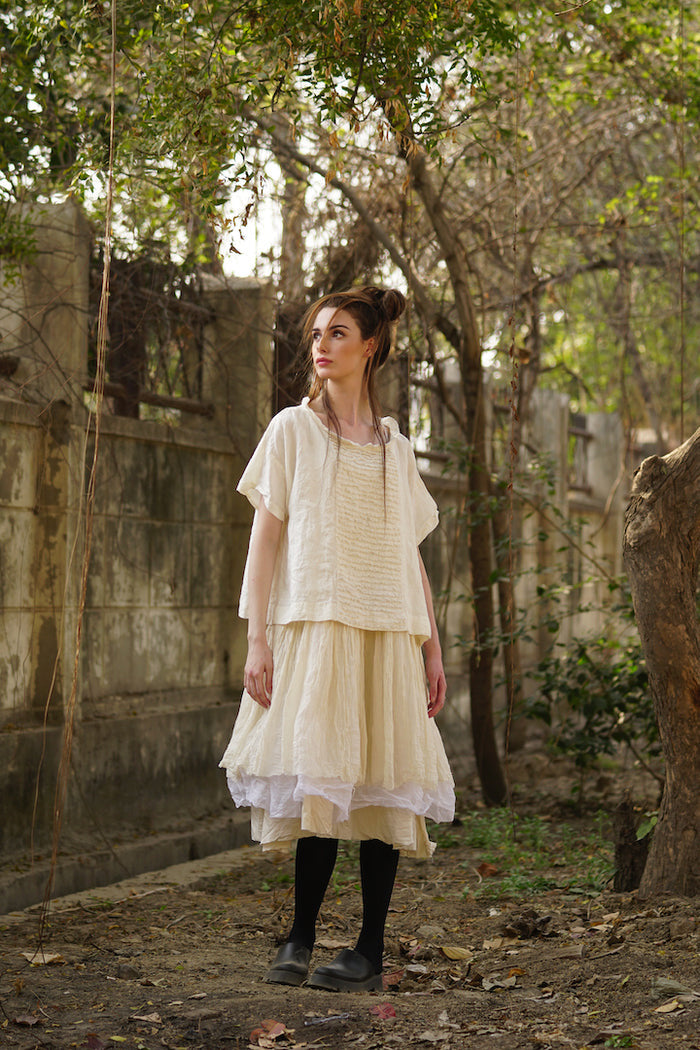 Luna Top Linen & Lace - Cream - Gaudy & Prim