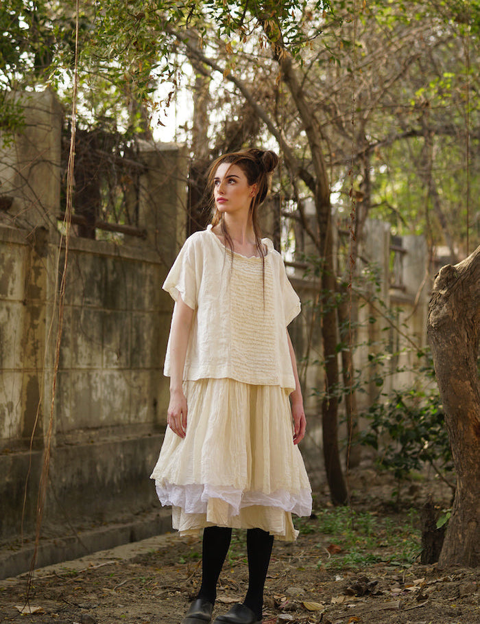 Luna Top Linen & Lace - Cream - Gaudy & Prim