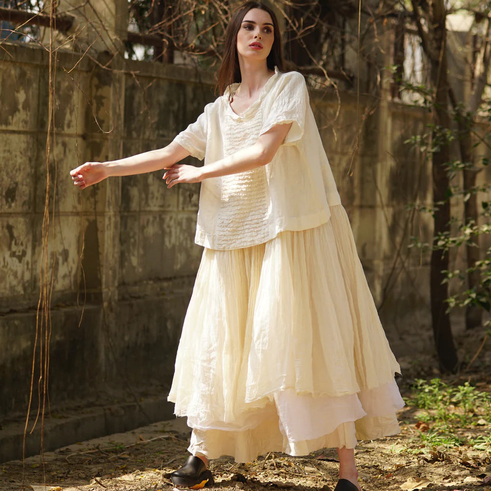 Amelie Tutu Slip Dress Long Warm White