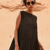 Muskan Dress - Cotton and Linen - Black