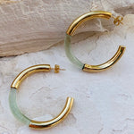 Gold Chunky Hoop Earrings Green - Gaudy & Prim