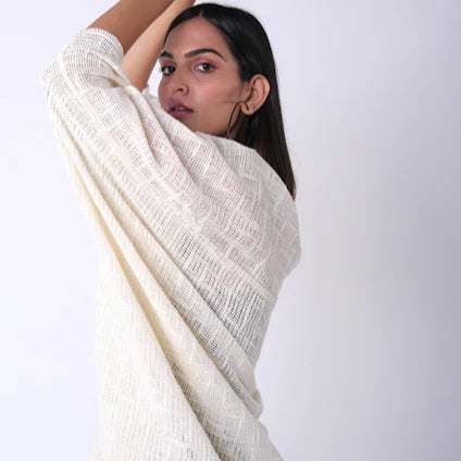 Radha Rani Hemp cotton kimono - cream - Gaudy & Prim