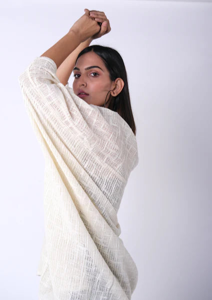 Radha Rani Hemp cotton kimono - cream - Gaudy & Prim