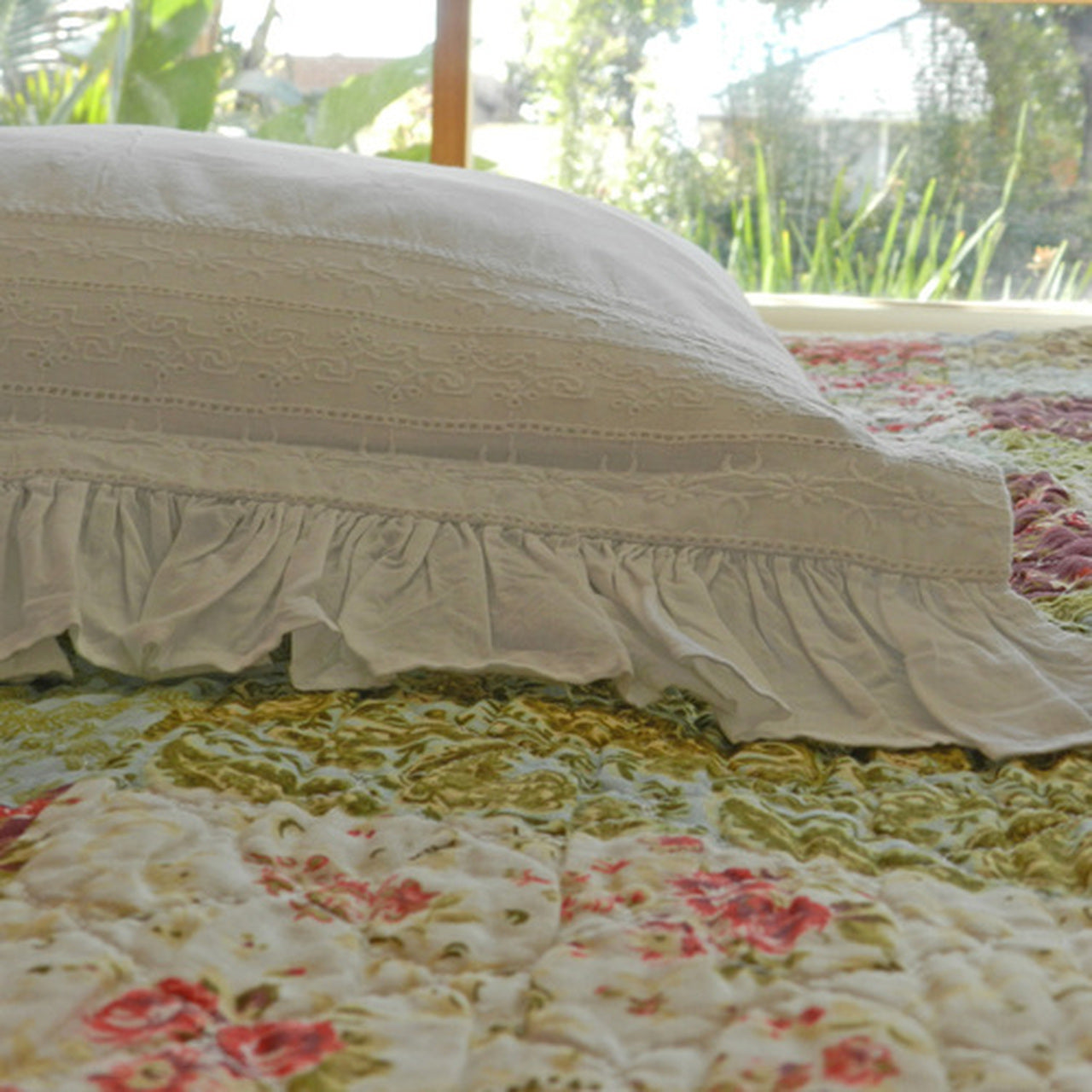 Embroidered Frill Pillowcase Set of 2 - Gaudy & Prim