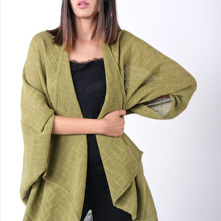 Radha Rani Hemp cotton kimono - army - Gaudy & Prim