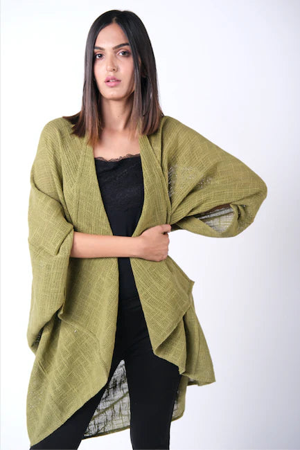 Radha Rani Hemp cotton kimono - army - Gaudy & Prim
