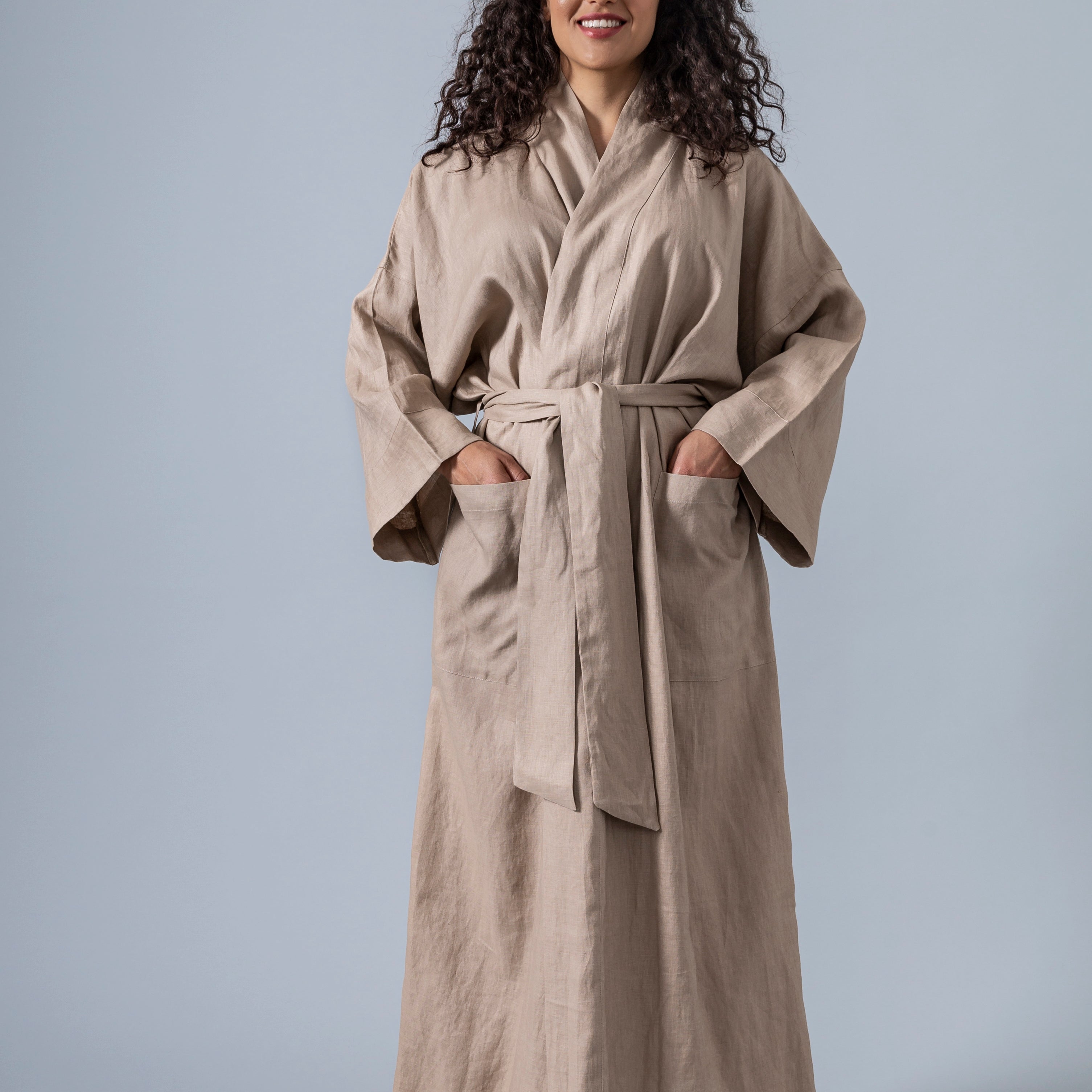 Linen Kimono Bathrobe - Ecru - Gaudy & Prim