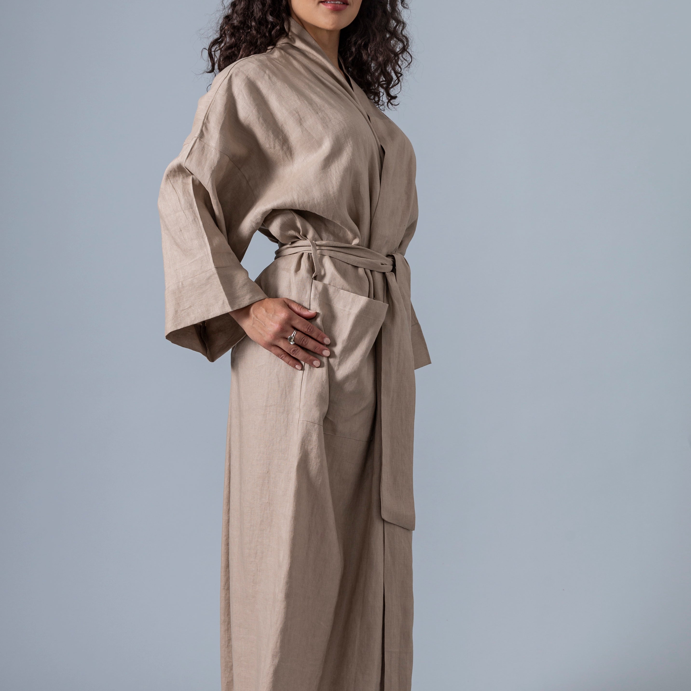 Linen Kimono Bathrobe - Ecru - Gaudy & Prim