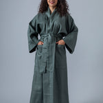 Linen Kimono Bathrobe - Olive - Gaudy & Prim