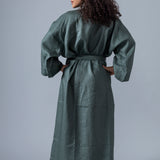Linen Kimono Bathrobe - Olive - Gaudy & Prim