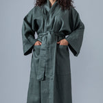 Linen Kimono Bathrobe - Olive - Gaudy & Prim
