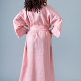 Linen Kimono Bathrobe - Pink - Gaudy & Prim