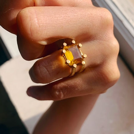 Square Claw Ring Citrine - Gaudy & Prim
