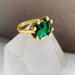 Square Claw Ring - Emerald Green - Gaudy & Prim