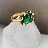 Square Claw Ring - Emerald Green - Gaudy & Prim