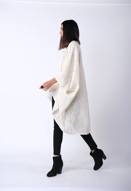 Radha Rani Hemp cotton kimono - cream - Gaudy & Prim