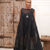 Zahra Cotton Organdy Dress - Black - Gaudy & Prim