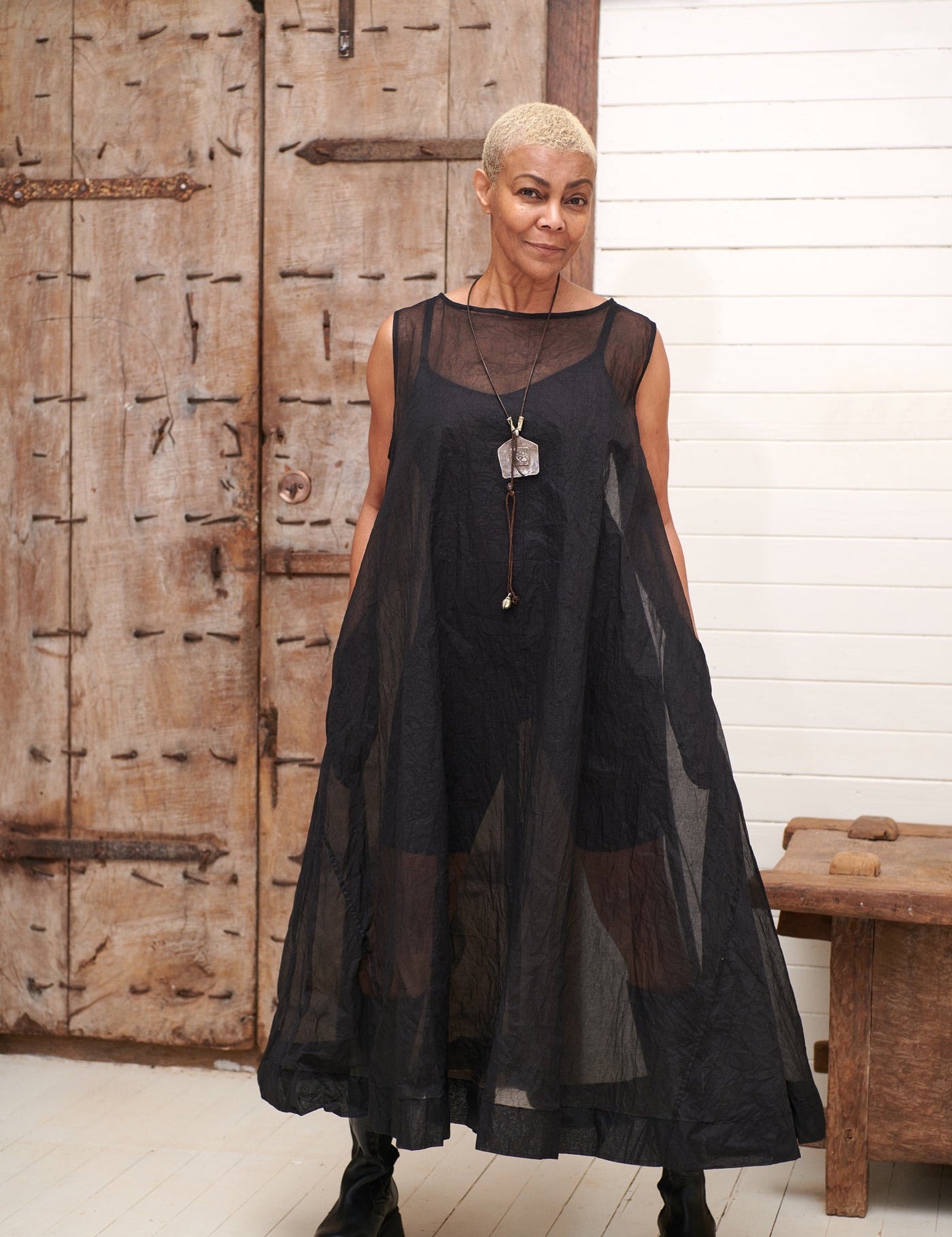 Zahra Cotton Organdy Dress - Black - Gaudy & Prim