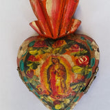 Mexican Wooden Heart With Guadalupe Virgin Small - Gaudy & Prim