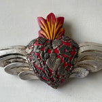 Mexican Heart with Miracle Milagros and Wings - Gaudy & Prim