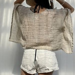 Mesh Linen Poncho Natural - Gaudy & Prim