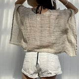 Mesh Linen Poncho Natural - Gaudy & Prim