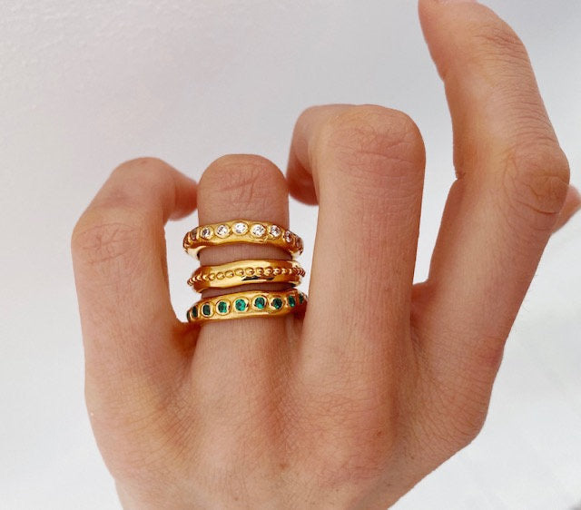 Astri Stacking Ring - Emerald Green - Gaudy & Prim