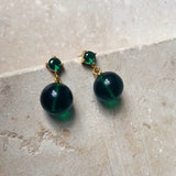 Cassandra Earrings Emerald - Gaudy & Prim