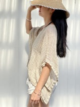 Mesh Linen Poncho Natural - Gaudy & Prim